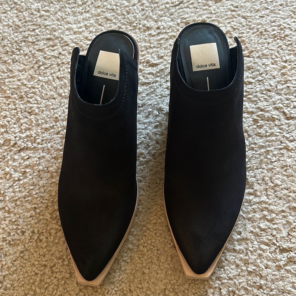 DOLCE VITA BLACK SEUDE BOOTIE MULE